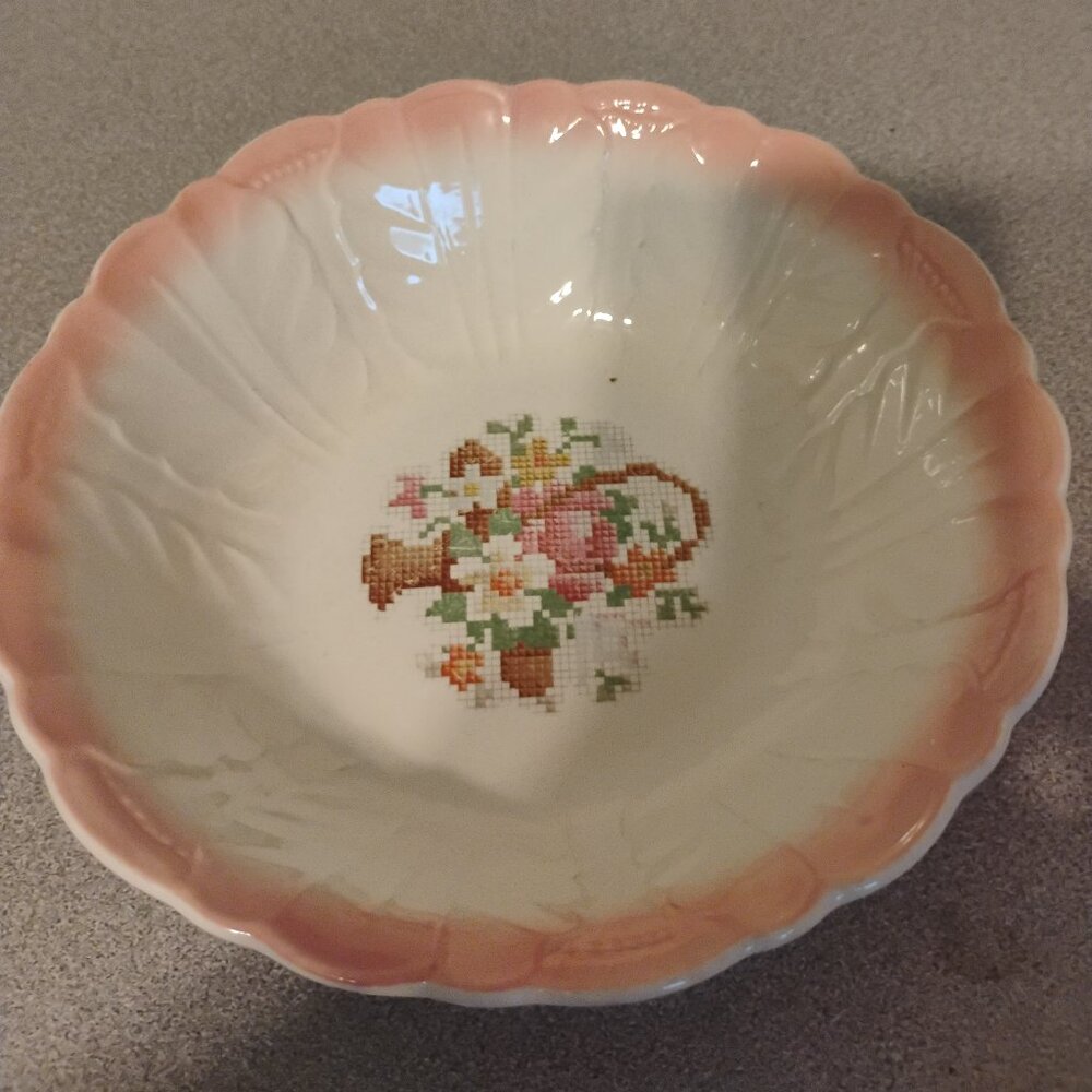 Salem China Vintage Needlepoint Floral Pattern Small Bowl